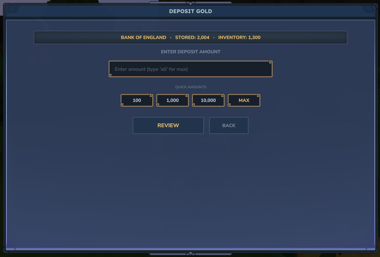 Bank UI balance overview